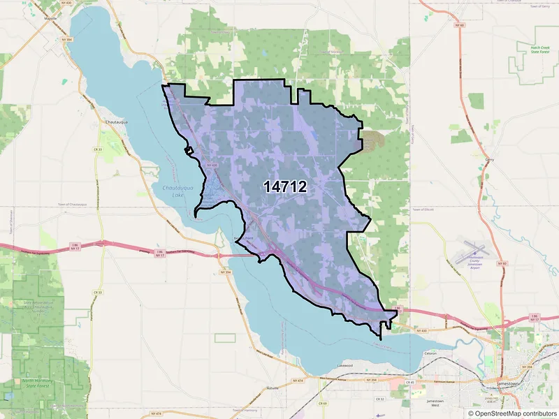 Map of ZIP Code 14712 — Bemus Point, NY