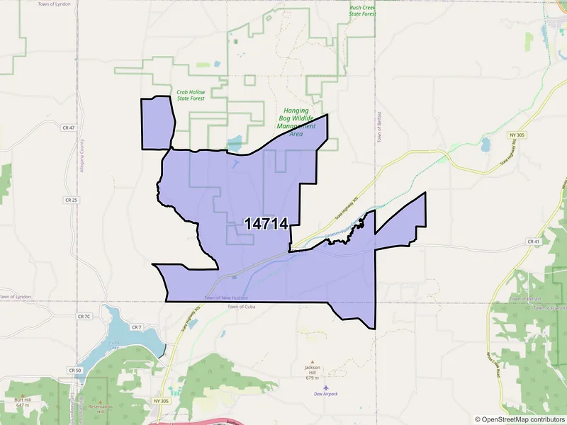 Map of ZIP Code 14714 — Black Creek, NY