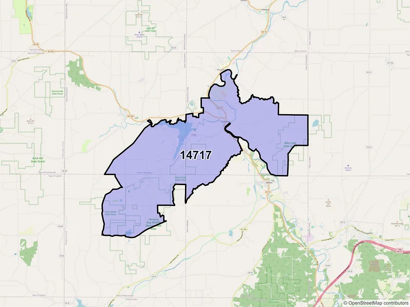 Map of ZIP Code 14717 — Caneadea, NY