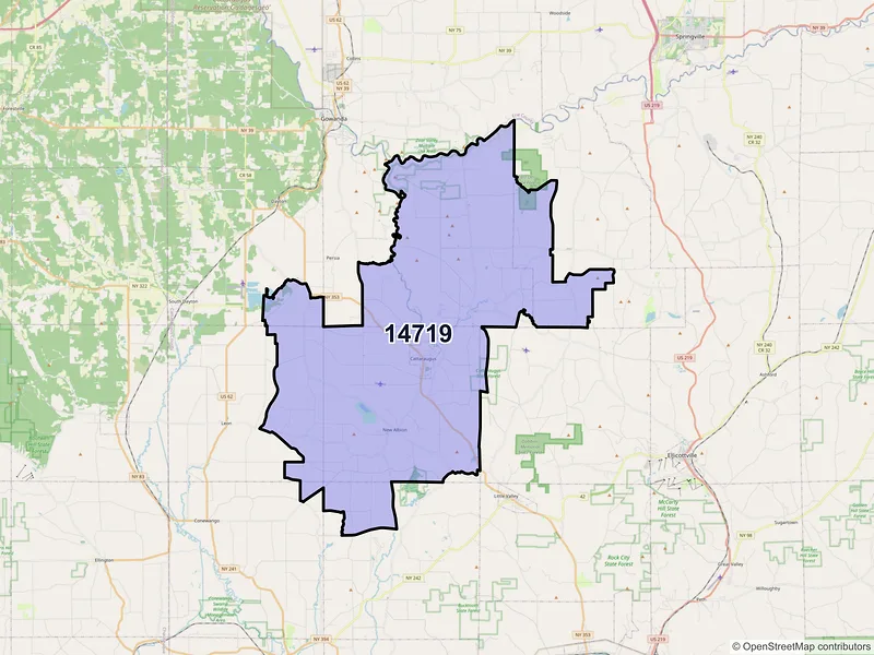 Map of ZIP Code 14719 — Cattaraugus, NY