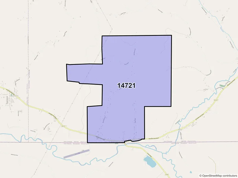 Map of ZIP Code 14721 — Ceres, NY