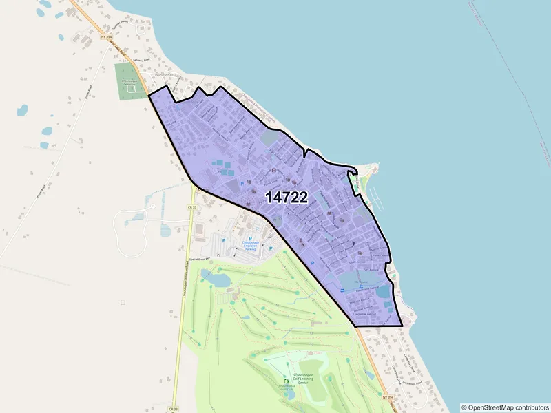 Map of Chautauqua, New York and ZIP codes
