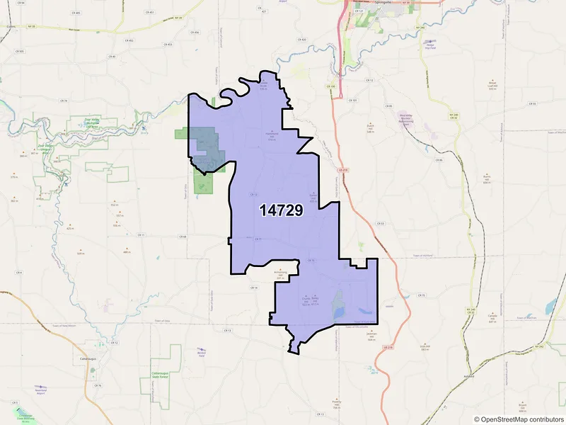 Map of ZIP Code 14729 — East Otto, NY