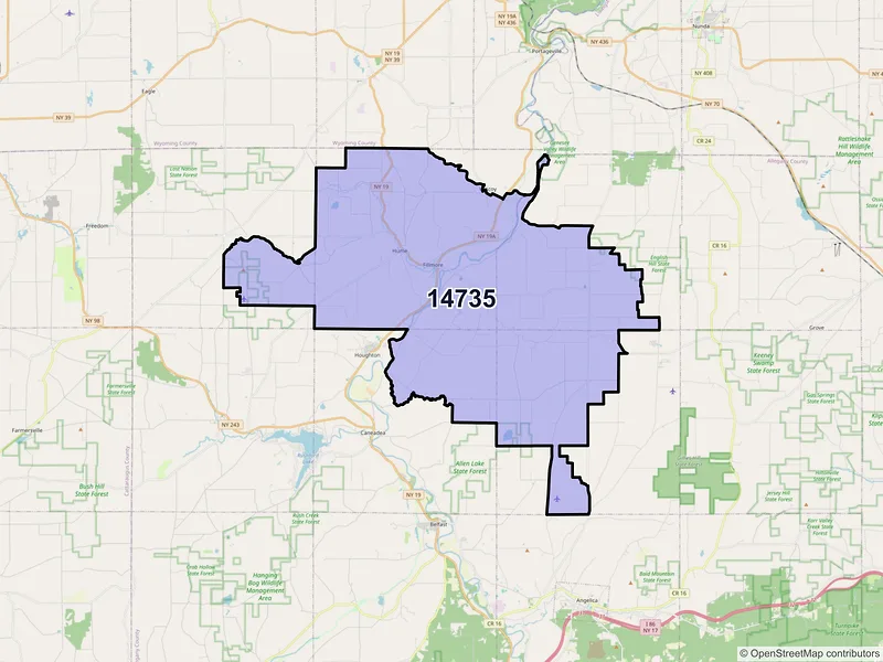 Map of ZIP Code 14735 — Fillmore, NY