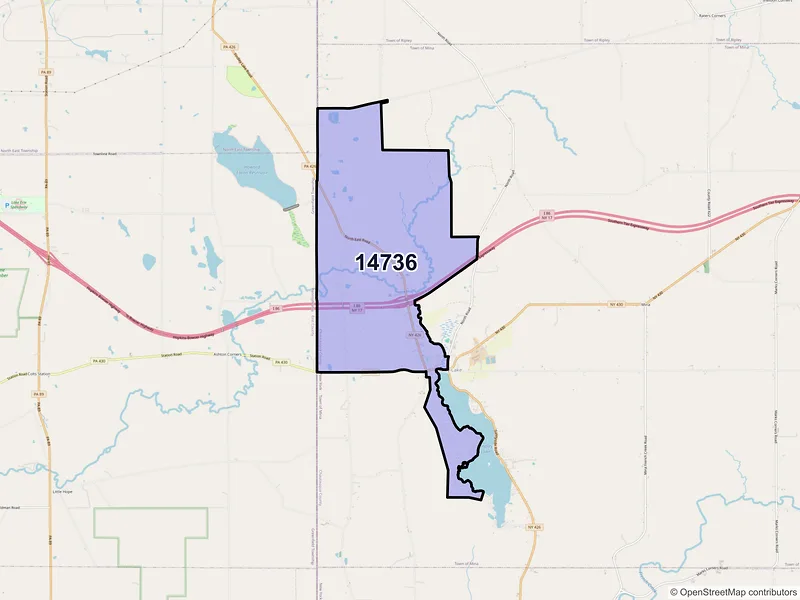 Map of Findley Lake, New York and ZIP codes