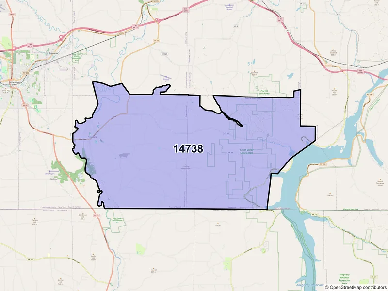 Map of ZIP Code 14738 — Frewsburg, NY
