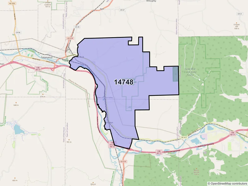 Map of ZIP Code 14748 — Kill Buck, NY