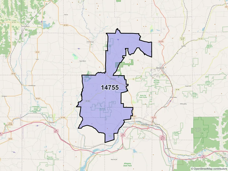 Map of ZIP Code 14755 — Little Valley, NY