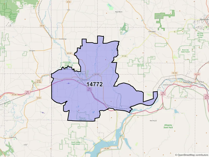 Map of ZIP Code 14772 — Randolph, NY