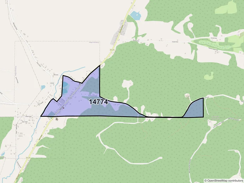 Map of Richburg, New York and ZIP codes