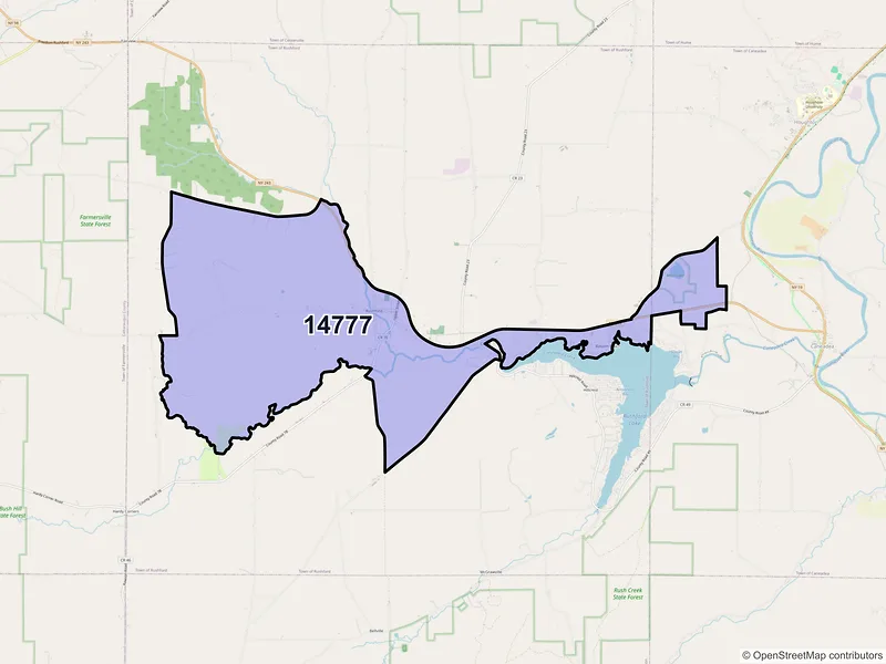 Map of ZIP Code 14777 — Rushford, NY