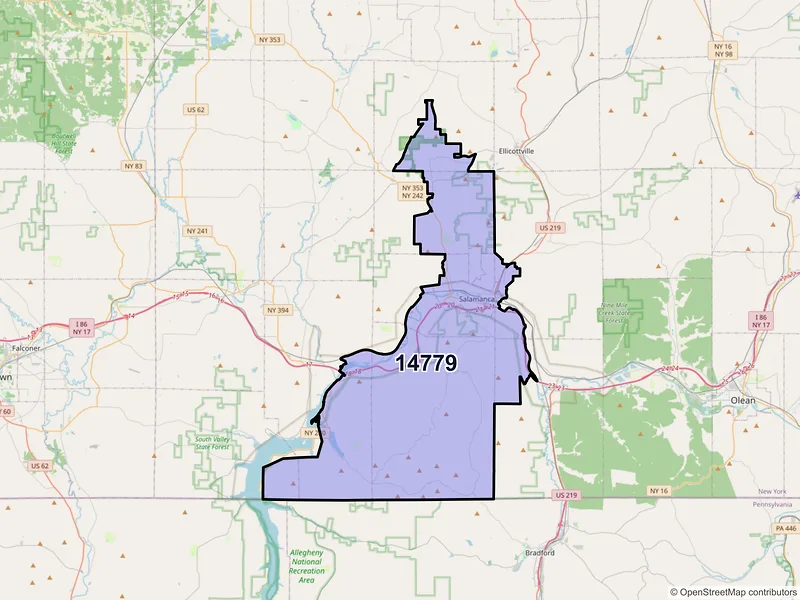 Map of ZIP Code 14779 — Salamanca, NY