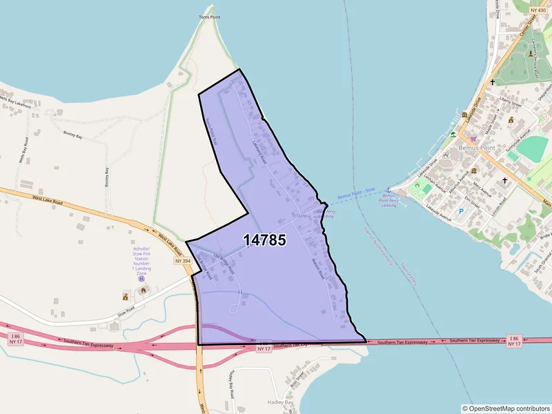 Map of Stow, New York and ZIP codes