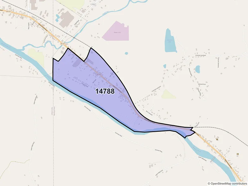 Map of Westons Mills, New York and ZIP codes