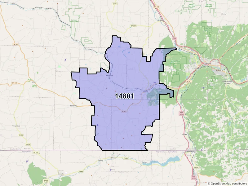 Map of ZIP Code 14801 — Addison, NY