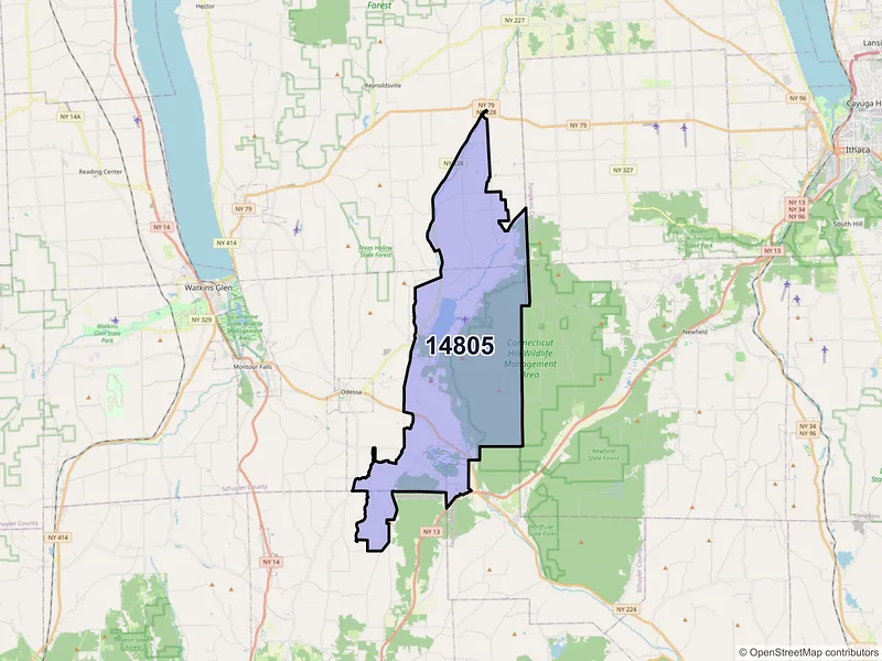 Map of ZIP Code 14805 — Alpine, NY