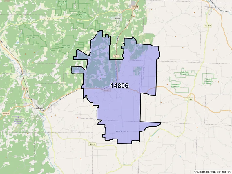 Map of ZIP Code 14806 — Andover, NY