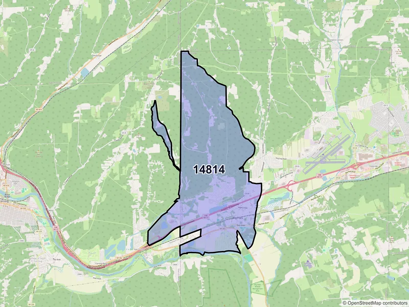 Map of ZIP Code 14814 — Big Flats, NY
