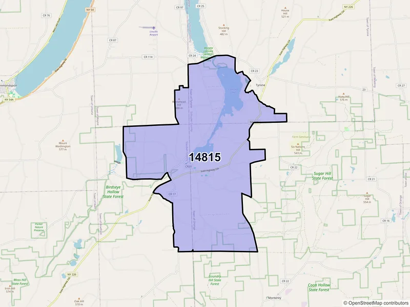 Map of ZIP Code 14815 — Bradford, NY