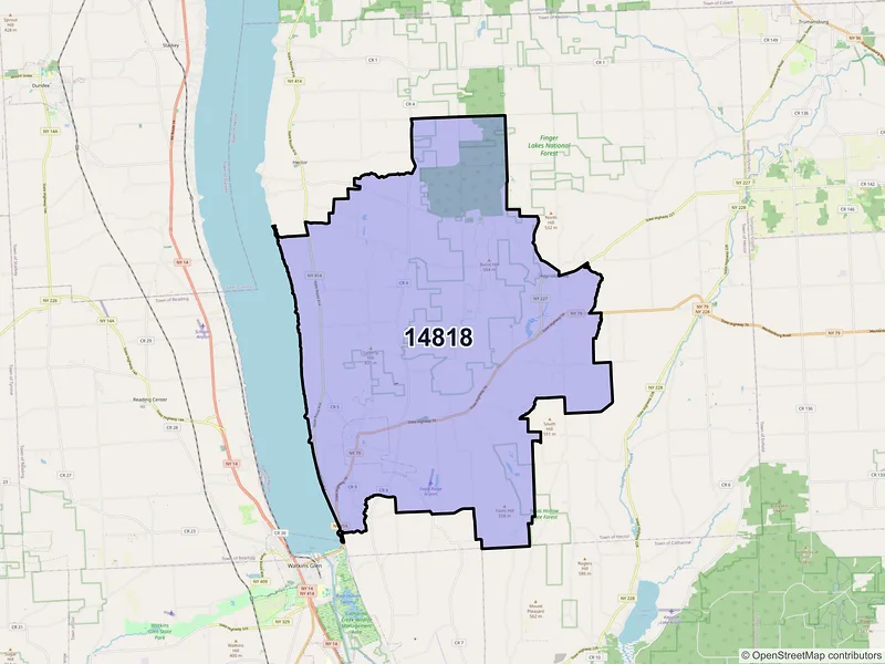 Map of ZIP Code 14818 — Burdett, NY