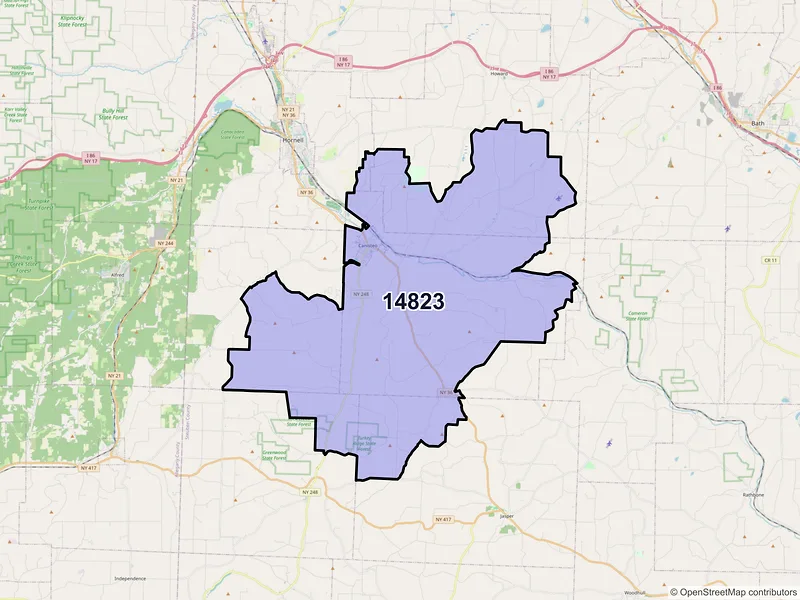 Map of ZIP Code 14823 — Canisteo, NY