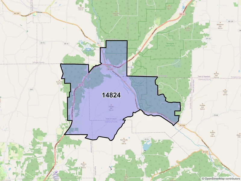 Map of Cayuta, New York and ZIP codes