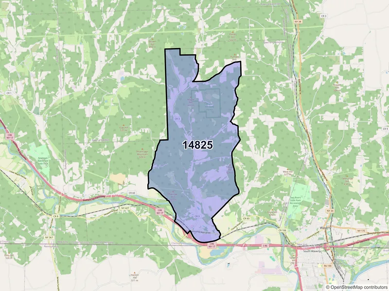 Map of ZIP Code 14825 — Chemung, NY