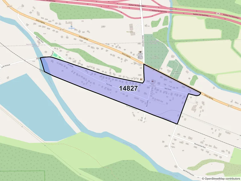 Map of Coopers Plains, New York and ZIP codes