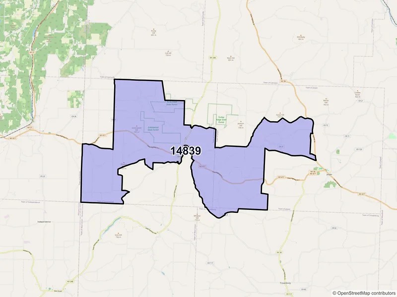 Map of ZIP Code 14839 — Greenwood, NY