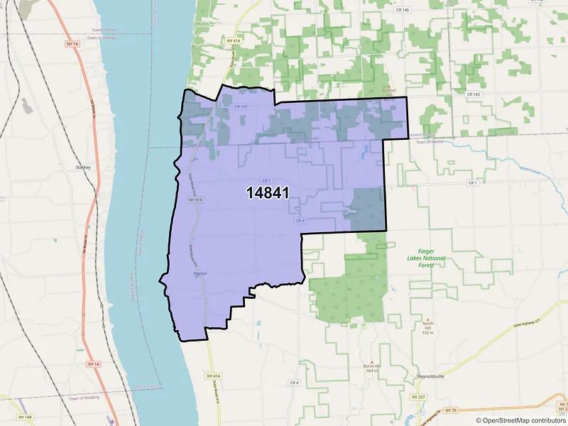 Map of ZIP Code 14841 — Hector, NY