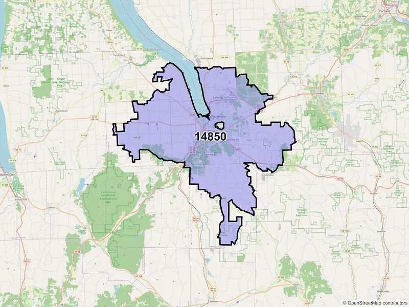 Map of ZIP Code 14850 — Ithaca, NY