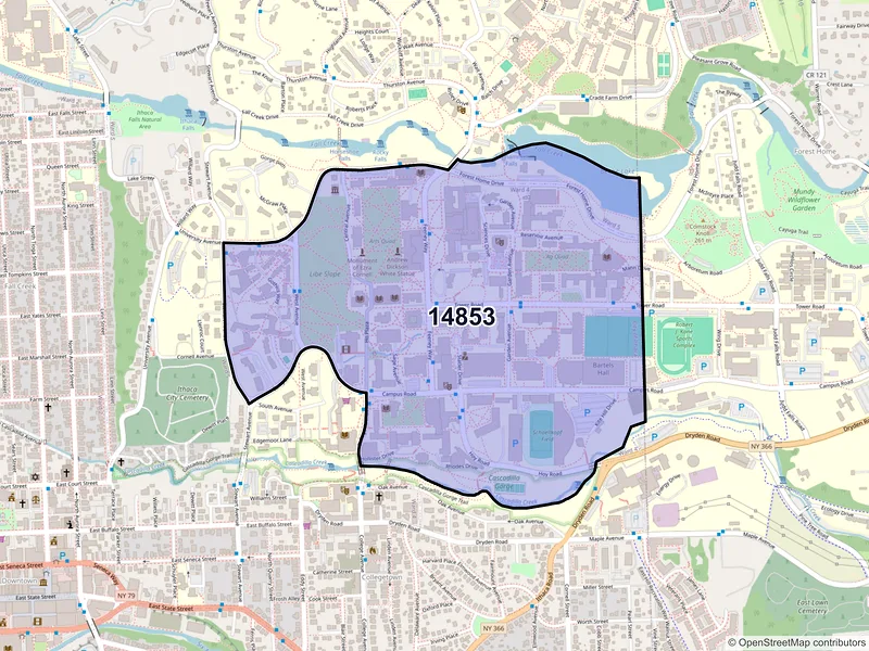 Map of ZIP Code 14853 — Ithaca, NY