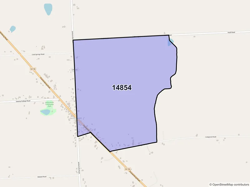 Map of Jacksonville, New York and ZIP codes
