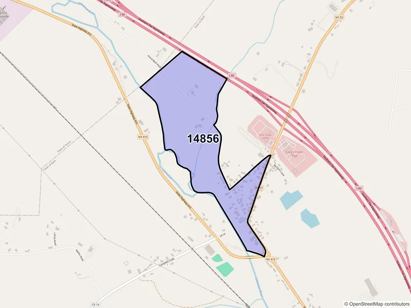Map of Kanona, New York and ZIP codes