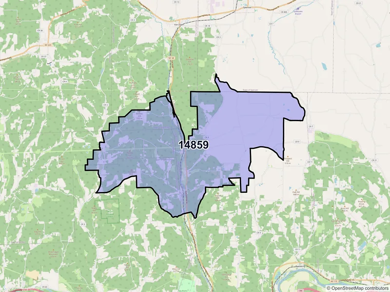 Map of ZIP Code 14859 — Lockwood, NY