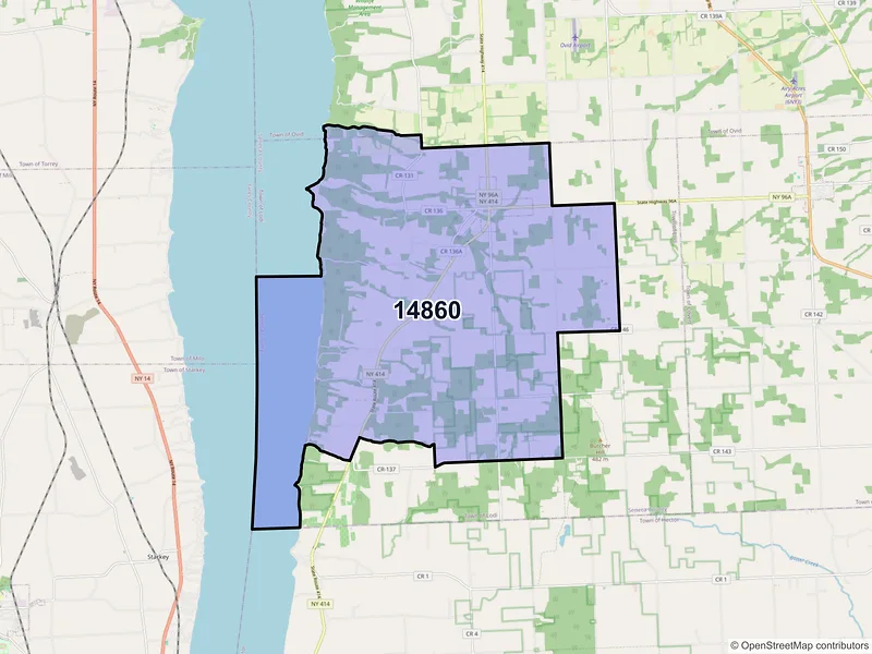 Map of ZIP Code 14860 — Lodi, NY