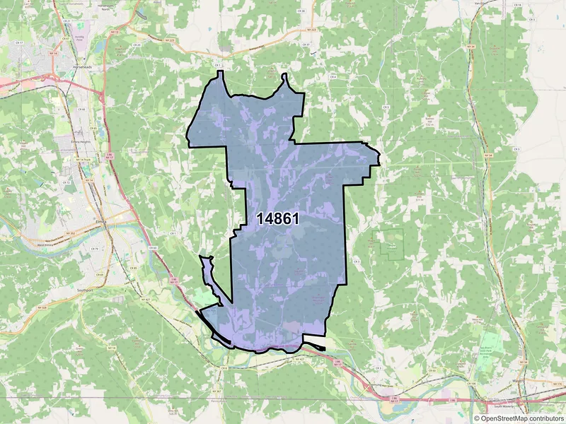 Map of ZIP Code 14861 — Lowman, NY