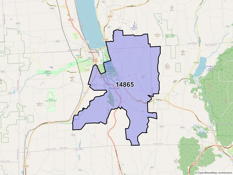 Map of ZIP Code 14865 — Montour Falls, NY