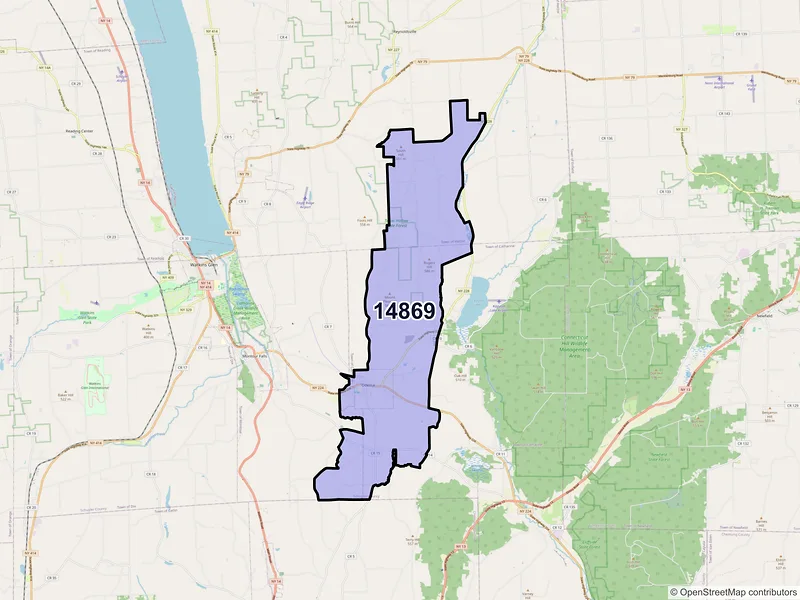 Map of ZIP Code 14869 — Odessa, NY