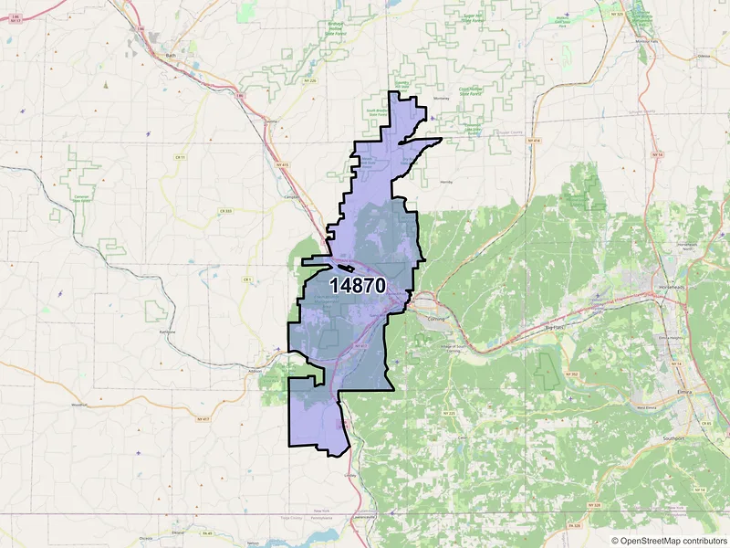 Map of Painted Post, New York and ZIP codes