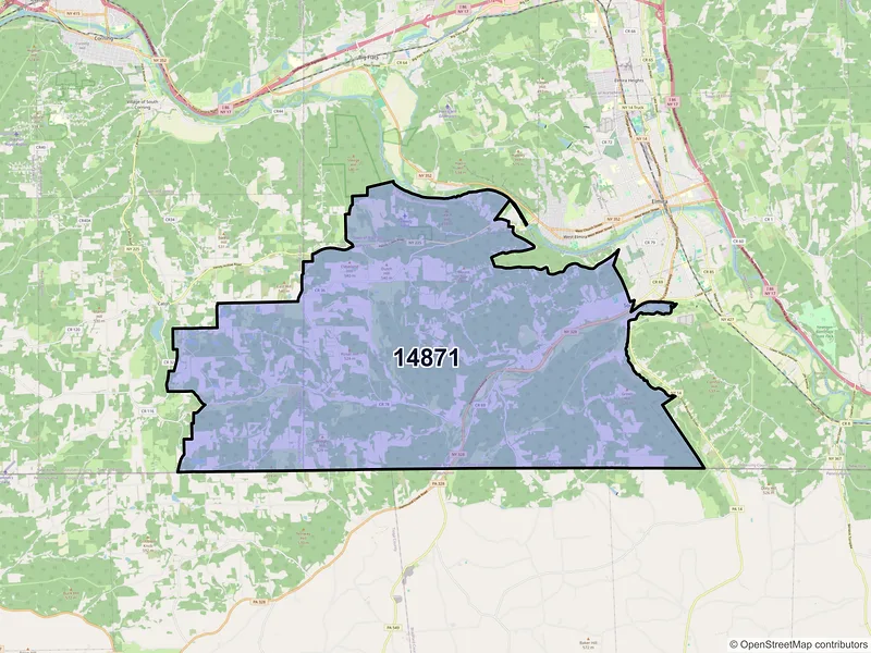 Map of ZIP Code 14871 — Pine City, NY