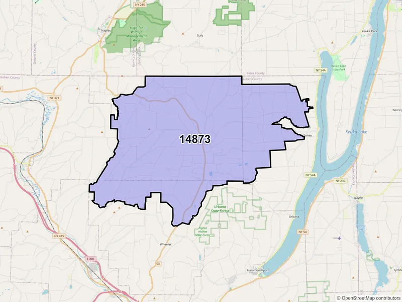 Map of ZIP Code 14873 — Prattsburgh, NY