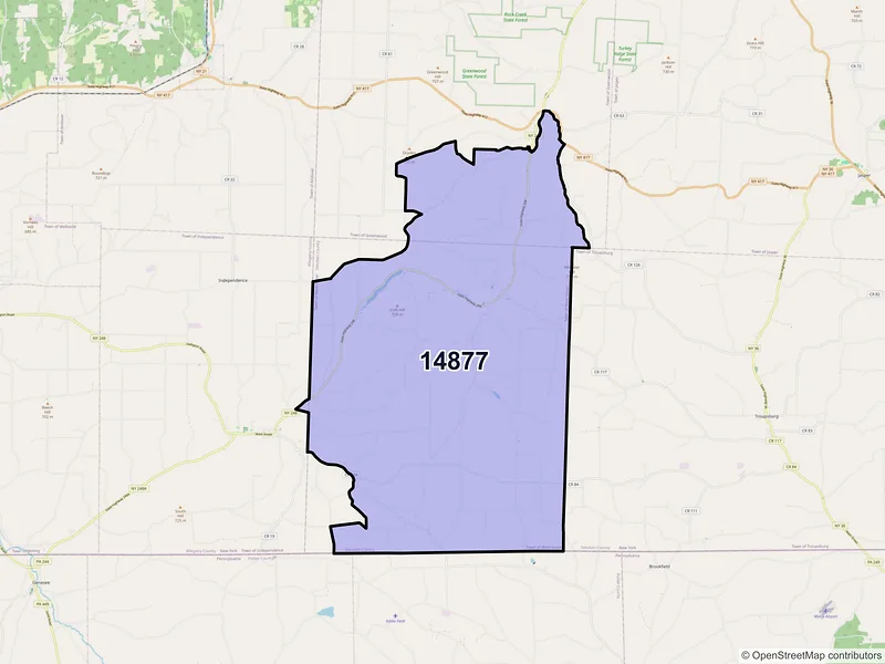Map of ZIP Code 14877 — Rexville, NY