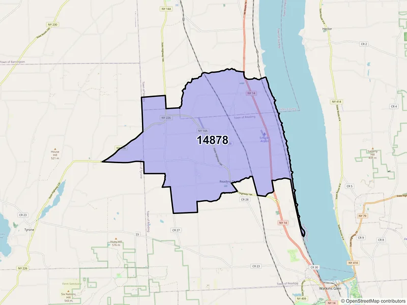 Map of Rock Stream, New York and ZIP codes