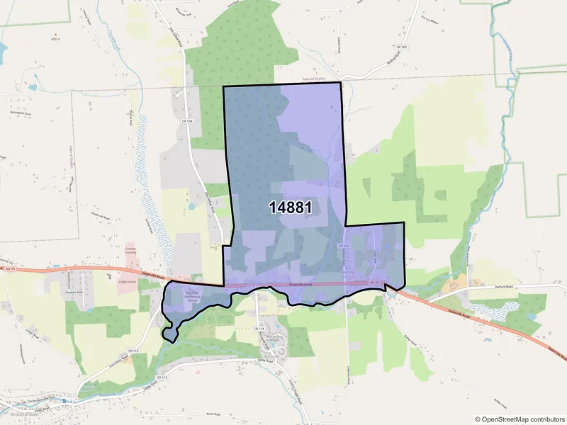 Map of Slaterville Springs, New York and ZIP codes