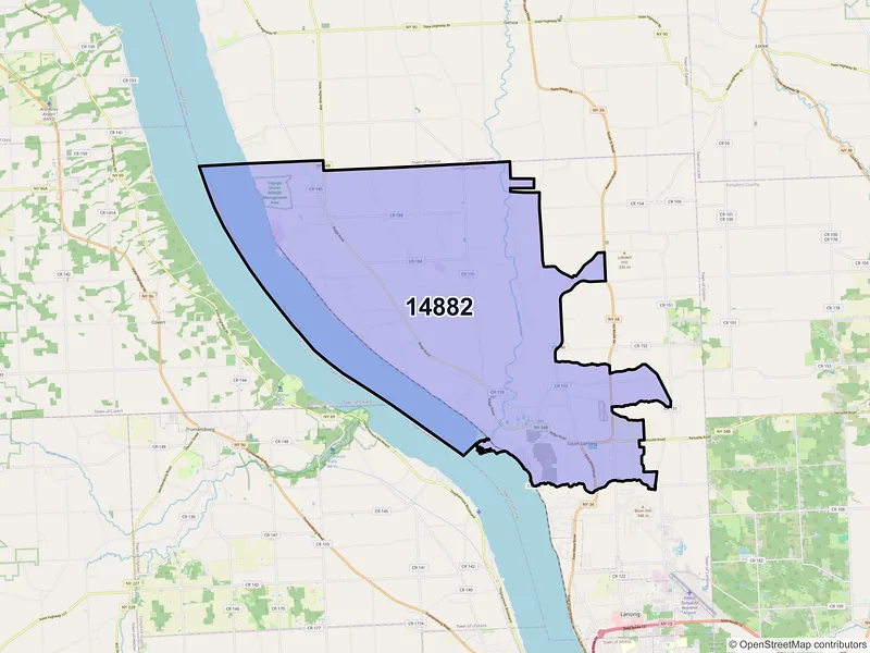 Map of ZIP Code 14882 — Lansing, NY