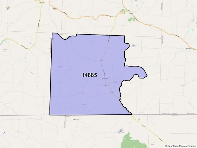 Map of ZIP Code 14885 — Troupsburg, NY
