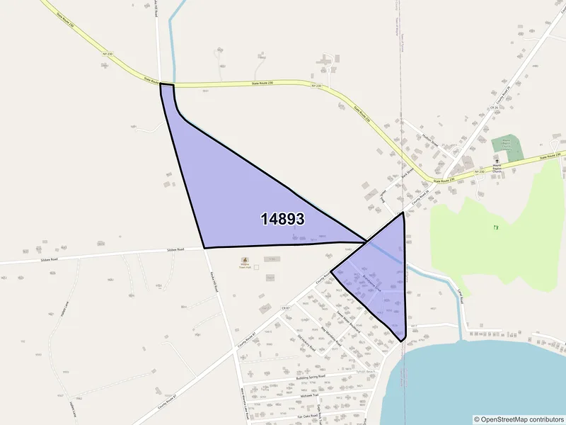Map of Wayne, New York and ZIP codes