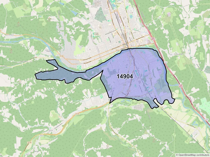 Map of ZIP Code 14904 — Elmira, NY