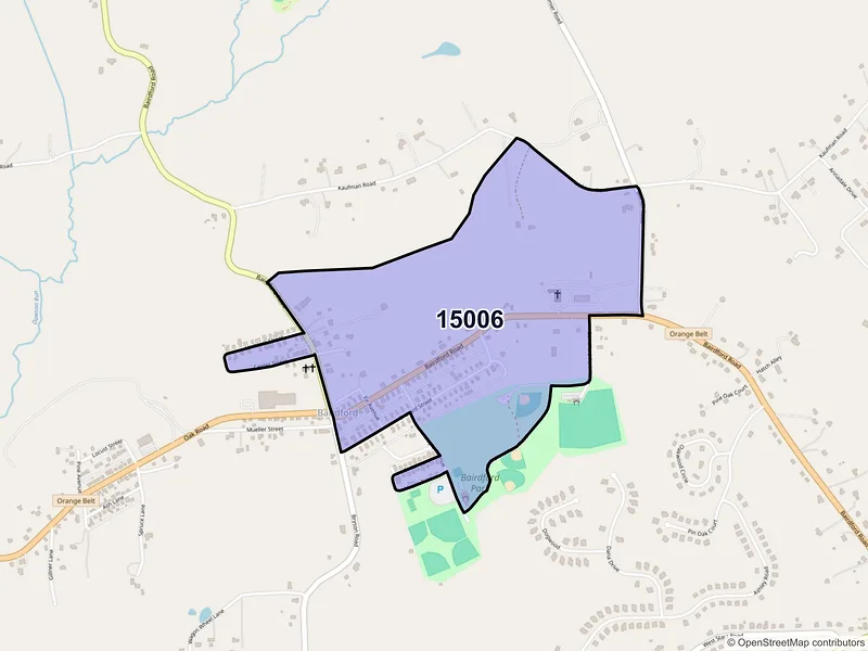 Map of Bairdford, Pennsylvania and ZIP codes